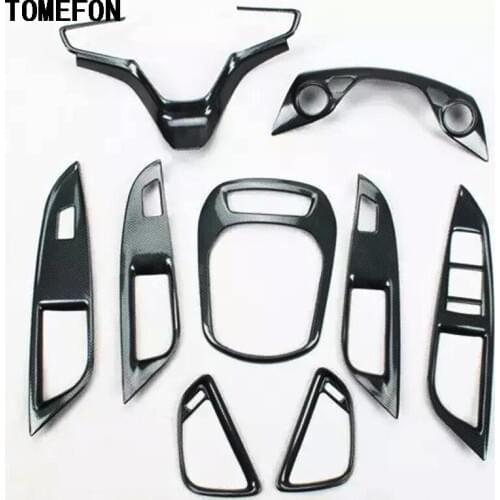 TOMEFON For Chevrolet Cruze 2015 ABS Carbon Fiber Paint Interior Front Middle Gear Shift Window Switch AC Vent Trim