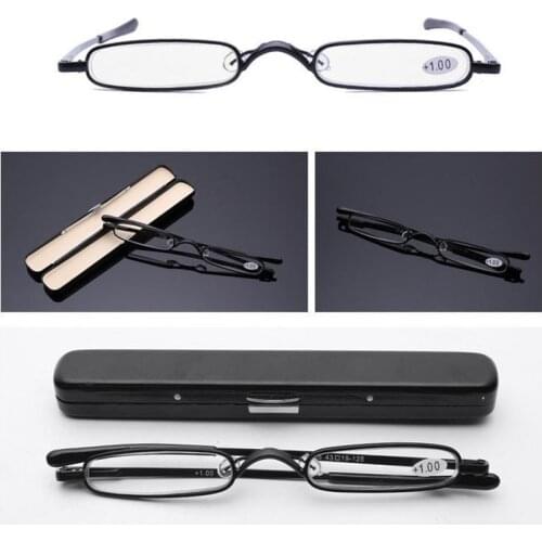 Mens Portable Pen Holder Reading Glasses Ladies Ultra Light Compact Metal Reading Glasses Send High-Grade Glasses Case