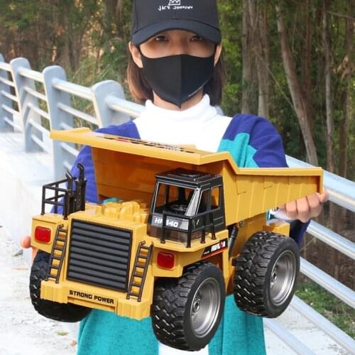 HUINA 1/18 RC Truck Dumper 2.4G Radio Controlled Car Caterpillar Alloy Tractor Model Engineering Cars Excavator Toy For Boy