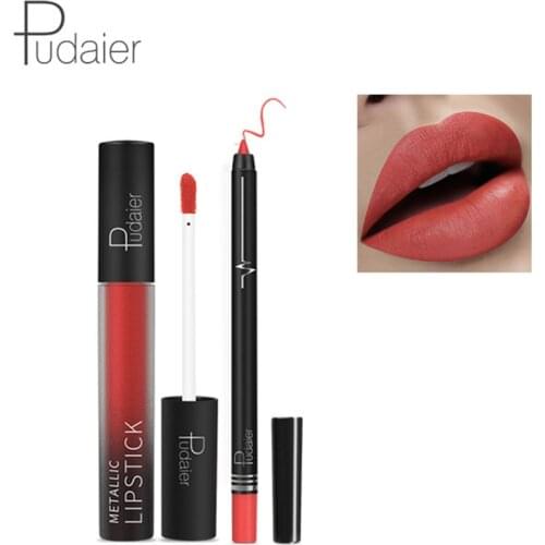 Sexy 26Colors Kylijen Matte Liquid Lipstick Lipgloss +Lip Lipliner Pencil Pink Orange Contour Wood Makeup Set Womens Beauty