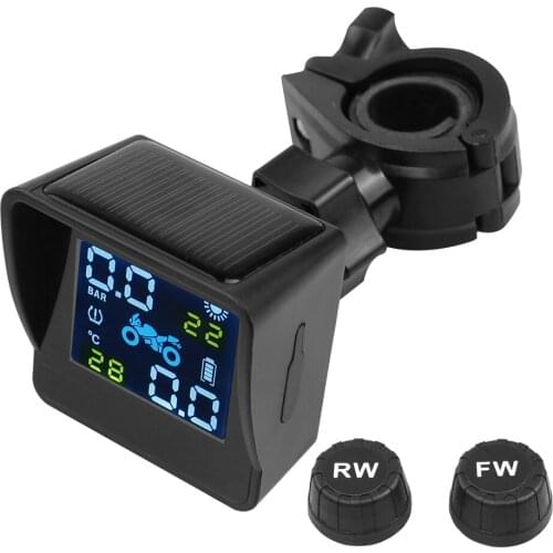 Motorcycle Tire Pressure Monitoring System with 2 External Sensors Motor TPMS Real-time Voice Tyre Security USB Charging