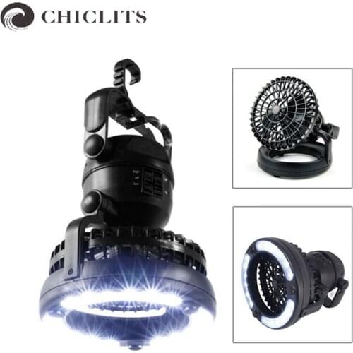 New LED Camping Lantern Light with Ceiling Fan 2-In-1 18 Leds Super Bright Outdoor Led Lamp Multifunction Hiking Tent Light