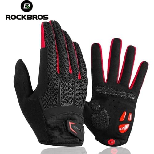 ROCKBROS Cycling Gloves Touch Screen Windproof Gloves MTB Bicycle GEL Pad Shockproof Full Finger Mittens Gloves Autumn Winter