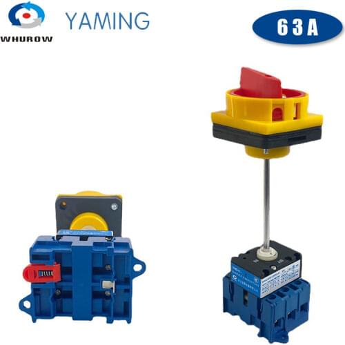Yaming Isolator switch with padlock 63A 3 Phases 2 position on-off with aluminium bar rotary switch cabinet YMD11-63B