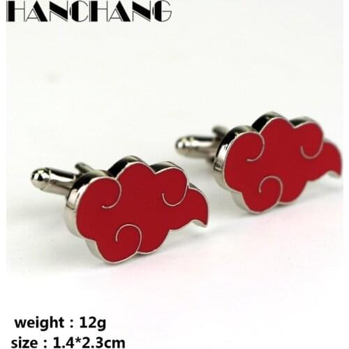 Anime Jewelry NarutoKunai Akatsuki Member Red Cloud Cufflinks Cuff Buttons pins