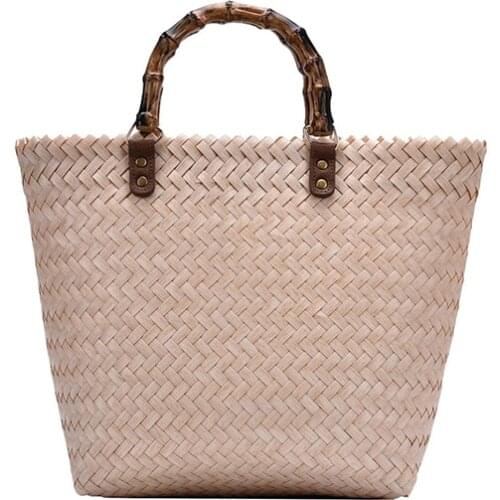 Ladies Bohemia Summer Travel Beach Totes Women Woven Beach Straw Handbag Casual Handmade Hollow Out Rattan Shoulder Bags Youth