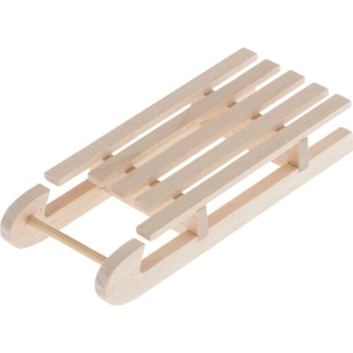 1/12 Dollhouse Unfinshed DIY Wooden Toboggan Sled Garden Outdoor Decoration