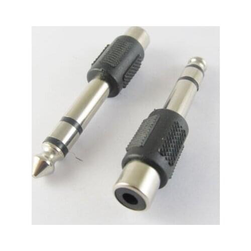 1pcs 6.35mm 1/4" Male Plug Stereo to RCA Phono Female Jack Audio Adapter Converter
