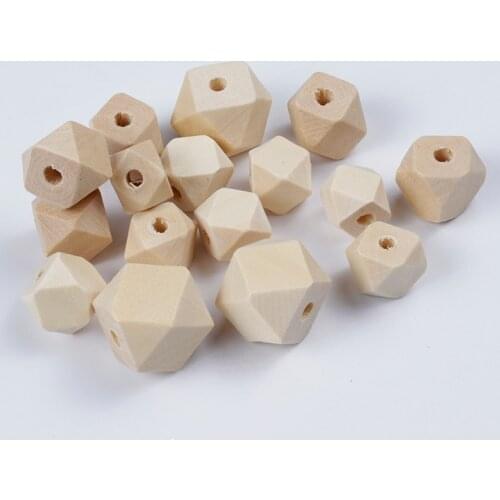 10/12/14/15/16/18/20/25/30mm Natural Faceted Wooden Unfinished Geometric Spacer Beads For Jewelry Make Handmake DIY Accessories