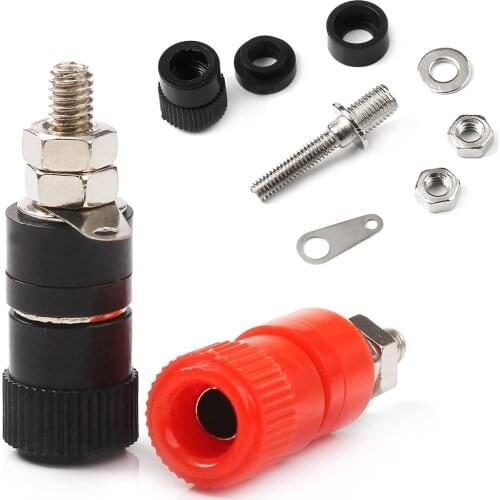 10pcs Red + Black 4mm Audio plug Banana Socket Nickel Plated Binding Post Nut Banana Plug Jack Connector Set