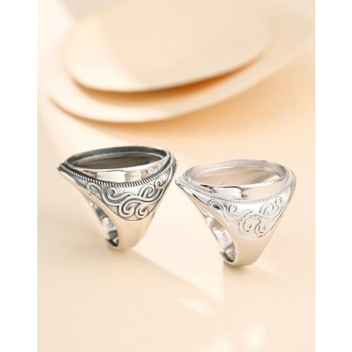 19.5*25mm 925 STERLING SILVER Semi Mount Bases Blanks base blank Pad men ring Setting set jewelry findings (without stone) A5341