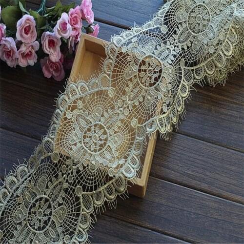 2 Yards Stretch Golden Embroidery Water Soluble Ribbon Eyelash Lace DIY Embroidery Sewing Handmade Material