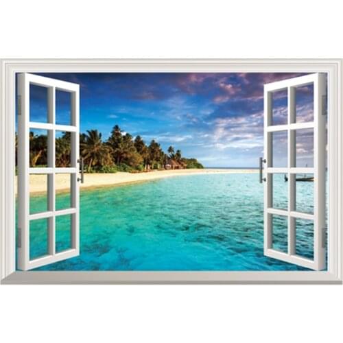3D Ocean Nature Sea View Mural Window Home Decor Sticker Room picture poster art