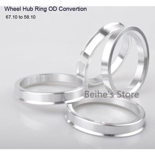 4pcs Wheel Hub Center Rings Aluminum Alloy Centric Hub Ring OD 67.1MM to ID 58.1MM