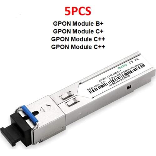 5PCS GPON Module 1.25G Single Fiber SC Connector TX1490/RX1310 2.5-6.5Dbm Class B+ C+ C++ C++ SFP Transceiver