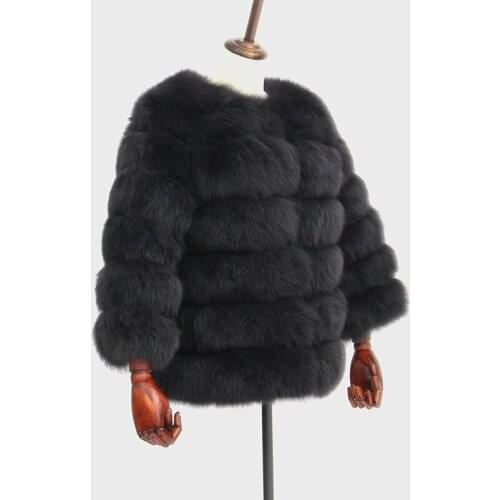 50cm Natural Real Fox Fur Jacket Ladies Winter Natural Fur Vest Jacket Fashion Fool Jacket Real Fox Fur Vest Jacket Fox M-XXL