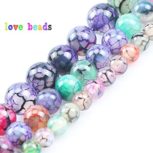 6/8/10mm Pretty Multicolor Dragon Vein Agates Loose Round Beads for Jewelry Making DIY Bracelet Accessories 15‘’ Strand