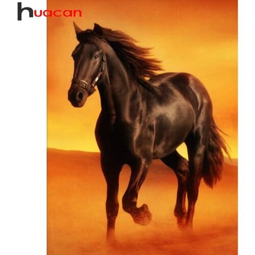Huacan 5d Diamond Painting Horse Embroidery Animal Cross Stitch Mosaic Desert Home Decor Wall Stickers