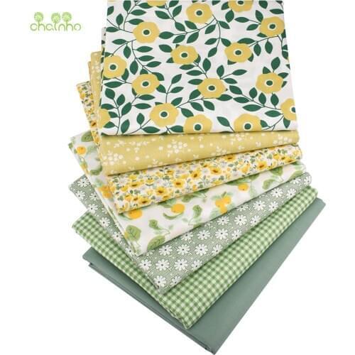 Chainho,7pcs, Floral Series,Printed Twill Cotton Fabric,Patchwork Cloth For DIY Sewing Quilting Baby&Childrens Material,40x50cm