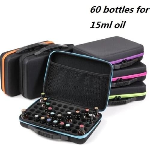 7 Colors Essential Oil Case 60 Bottles 15ML Perfume Essential Oil Storage Box Travel Portable Carrying Holder Hanging Organizer