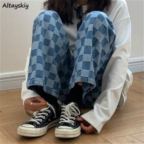 Jeans Women High Waist Chic Trouser Simple All-match Students Streetwear Korean Style Leisure Harajuku Full-length Straight Teen