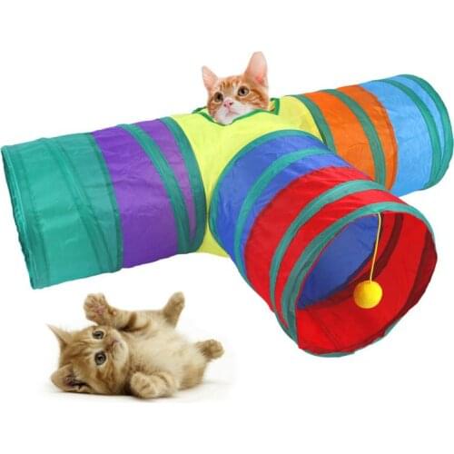 21 Sets Pet Cat Toys Rainbow Tunnel Cat Teaser Stick Funny Interaction Playing Toys Kitten Training Ball Home Pet Supplies