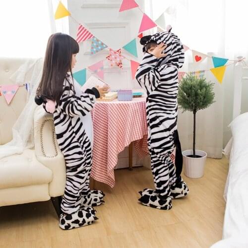 Kigurumi Costume Zebra Kids Cosplay Onesie Lovely Warm Boy Girl Anime Animal Party Disguise Hooded
