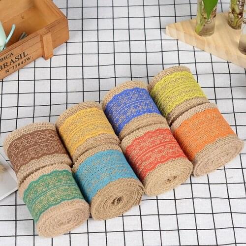 2meters 6cm Wide Retro Black Lace Jute Burlap Ribbon Roll Gift Package Wrapping Strap Tape Decoration Band Accessories