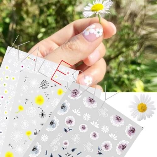 Summer Stickers 3D Flower Nail Sticker Self-adhesive DIY Sticker Decals Tips Rose Manicure Nail Art Decals Design Decoration