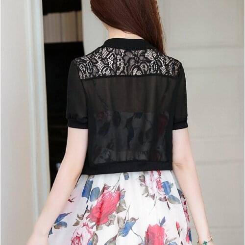 Fashion WomenS Summer Short Cardigan Crochet Shrug Lace Hollow Out White and Black Cape Cardigan Shrug