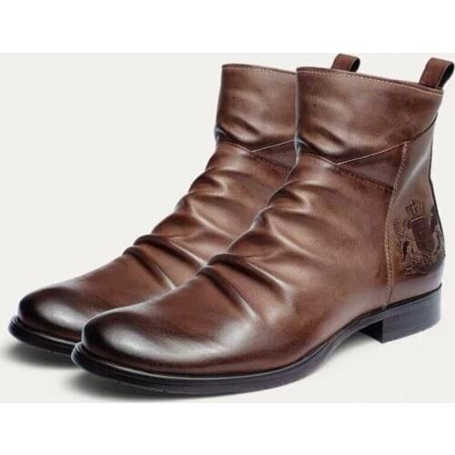 New 2021 Men Boots Autumn Winter Brand Luxury Ankle Boots Retro High Top Flat Shoes Business Gentleman Oxford Shoes Male Booties