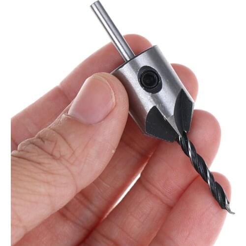 5pcs HSS 5 Drill Bit Set Flute Countersink Drill Press Set Chamfer Reamer Woodworking Power Tools 3mm-6mm