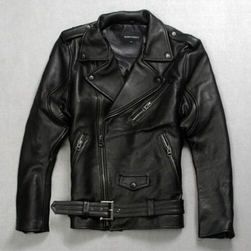 Geniune Leather Jacke For Men Sheepskin Leather Motocycle Thicken Jackets Plus Size 5XL Jaqueta Masculina MF121