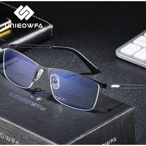 Anti Blue Light Blocking Glasses Men Computer Gaming Eyeglasses Clear Anti Blue Ray Semi Remless Eyewear Protection Radiation