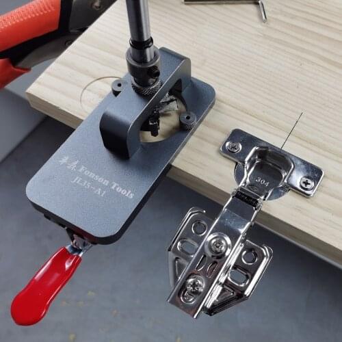 Woodworking 35mm Hole Opener Aluminum Alloy 35mm Hinge Opener Door Cabinets Hinge Locator CarpentryHole Drilling Guide Locator