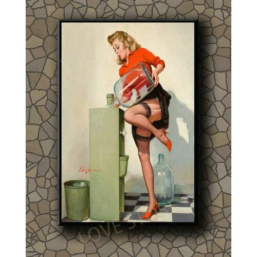 P204 Vintage Beautiful Pin-up Girl Classic Picture 328 Silk Fabric Poster Art Decor Indoor Painting Gift