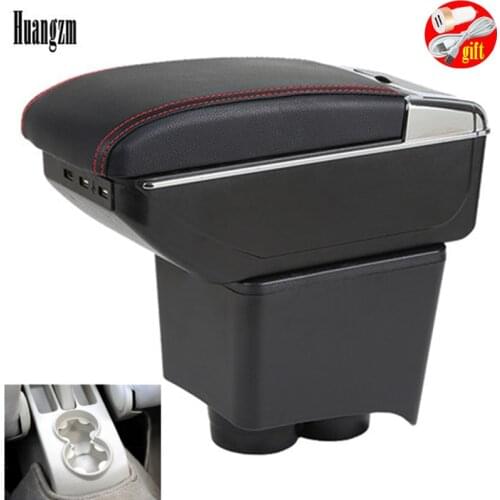 For Volkswagen VW Polo 9N 2002-2009 Armrest Box Central Store content Storage Box Center Console Leather Cup Holder Dual Layer