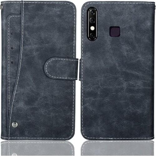 Luxury Wallet Infinix Hot 8 Case 6.52" Vintage Flip Leather Phone Case Business Bag Protective Cover With Front Card Slots