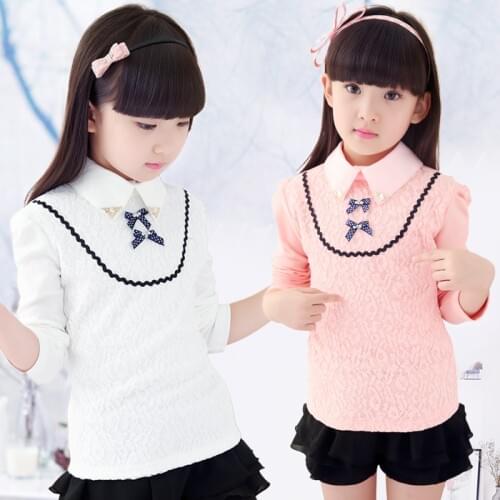 2021 Spring Childrens Clothes Girls Sweaters Long Sleeve Lace Thin Cotton Baby Girl Pullover Sweaters For Girls Kids Tshirt Top