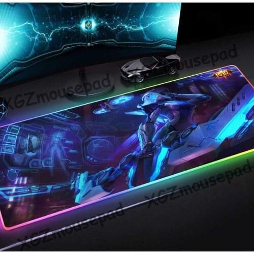 XGZ Futuristic Metal Warrior Ashe Custom Large RGB Mouse Pad Black Lock Edge Student Computer Keyboard Desk Mat Rubber Non-slip