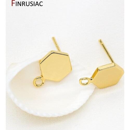 Jewelry Material For DIY Making Earrings 14k Gold Plated Hexagon Shape Simple Earring Hook Wholesale