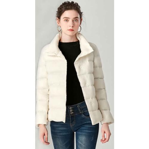Autumn Winter Women Duck Down Jacket Parka Warm Thick Stand Collar Coat Female Long Sleeve Short Coats Outwears Plus Size AB1548