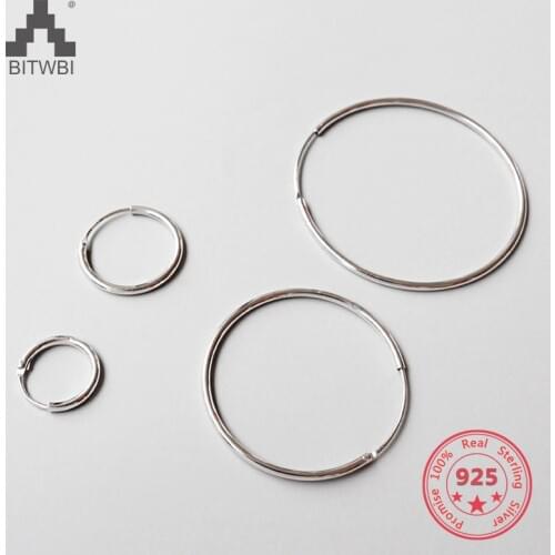 100% 925 Sterling Silver Simple Fashion Round Silver Ladies Earrings