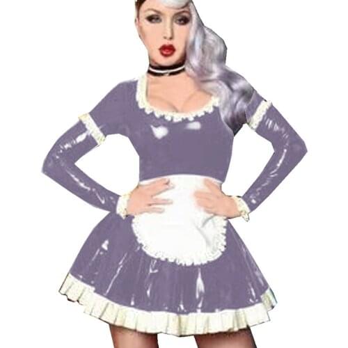 Women Maid Cosplay Sexy Costume Long Sleeves Front Fancy Dress with Apron Maid Sexy Costume Halloween Fancy Costume