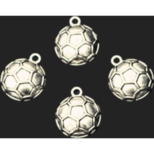 10pcs Silver Plated Football Pendants Earrings Keychain Metal Accessories DIY Charms For Sports Jewelry Crafts Making 21*17mm
