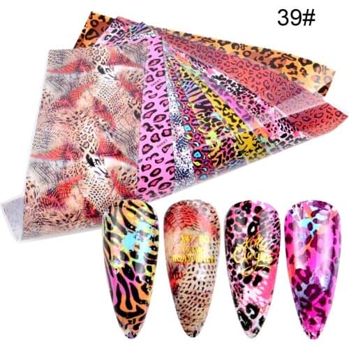 10 Designs Sexy Nail Art Foils Mix Leopard Snake Pattern Transfer Stickers On Nails Animal Adhesive Sky Paper Manicure