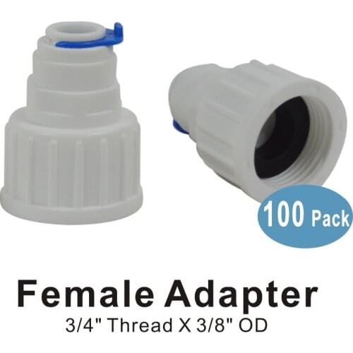 100 PACK OF 3/4" BSP to 3/8" Qucik Push Fit Standard Garden Tap Adapter Connector, Washing Machine, Fridge Water Filter