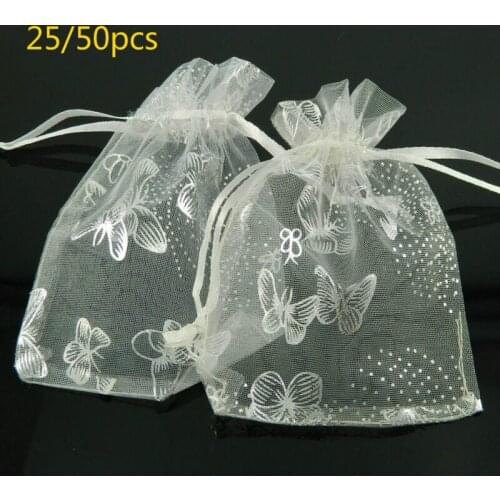 25/50pcs13x18cm gauze bag, multicolor butterfly organza bag, specially designed organza bag, wedding gift, candy, jewelry bag