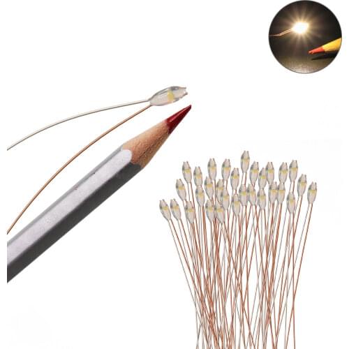 30pcs/60pcs Pre-wired Micro Litz Lead SMD 0603 LEDs Warm White Light 20cm Wire Resin Cover CD0603WM