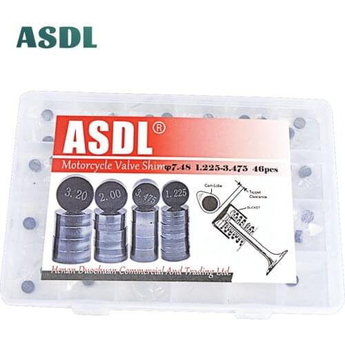 46 Pcs Motorcycle Engine Parts Adjustable Valve Pad Shims 7.48mm Complete Valve Shim Kit Cams 1.225-3.475 #c